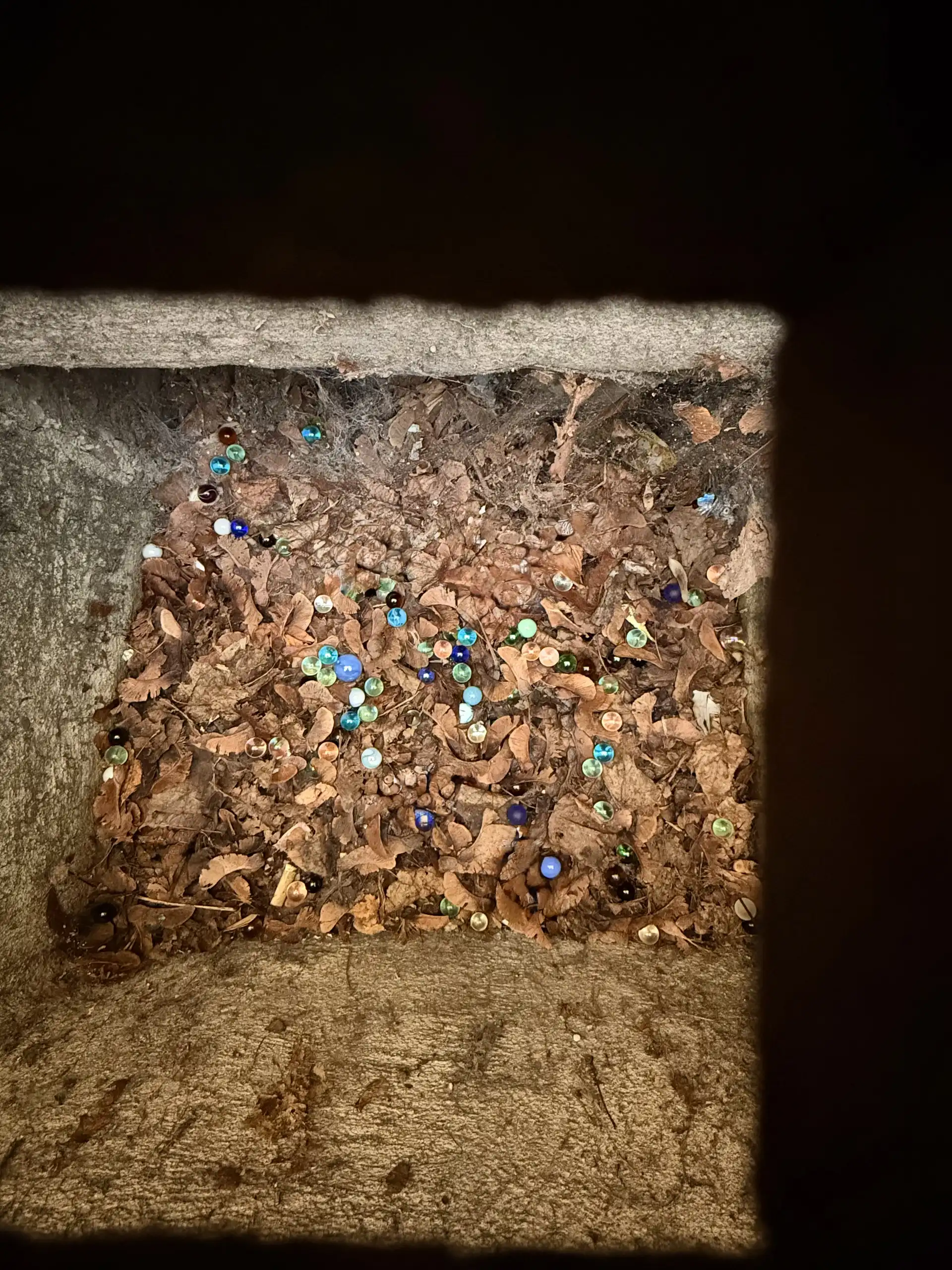 Ein Kunstwerk mit bunten Murmeln